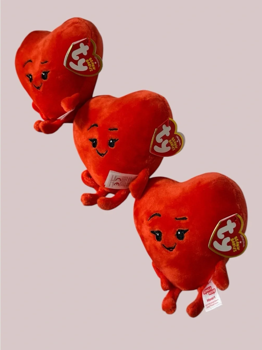 Lot of 6 Ty Beanie Babies The Emoji Movie “Heart” Red Plush 42299 w/ Tags